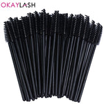 OKAYLASH 50Pcs Disposable Micro Glitter Eyelash Mascara Wands Mini Crystal Eye Lashes Brush Comb Pink White Spoolies