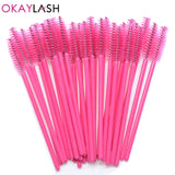 OKAYLASH 50Pcs Disposable Micro Glitter Eyelash Mascara Wands Mini Crystal Eye Lashes Brush Comb Pink White Spoolies