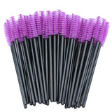 OKAYLASH 50Pcs Disposable Micro Glitter Eyelash Mascara Wands Mini Crystal Eye Lashes Brush Comb Pink White Spoolies