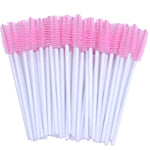 OKAYLASH 50Pcs Disposable Micro Glitter Eyelash Mascara Wands Mini Crystal Eye Lashes Brush Comb Pink White Spoolies