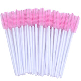 OKAYLASH 50Pcs Disposable Micro Glitter Eyelash Mascara Wands Mini Crystal Eye Lashes Brush Comb Pink White Spoolies